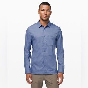 NEW‎ Lululemon Masons Peak Long Sleeve Shirt Heathered Tempest Blue L
